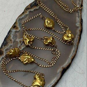 18K* / 22K* Gold Nugget Station Chain Necklace 5.7g - *appx gold karat